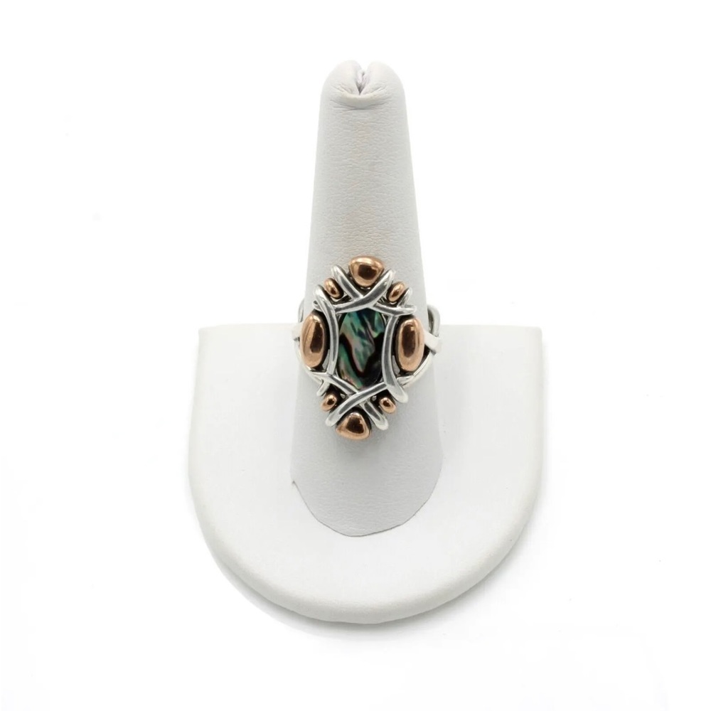 ♥️SOLD♥️CAROLYN POLLACK* Sterling Silver Copper& Mother Of Pearl Ring